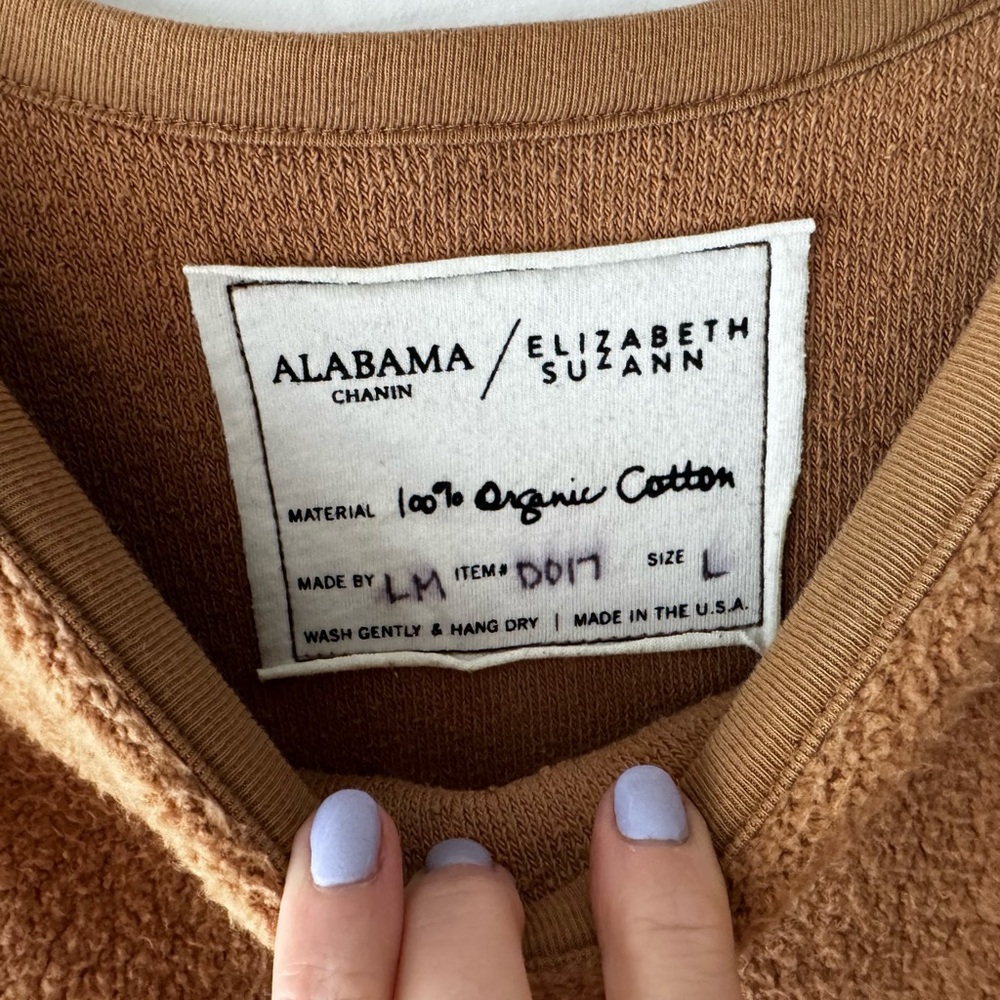 Alabama Chanin x Elizabeth Suzann caramel Billie fleece sweater dress L large - Picture 2 of 3